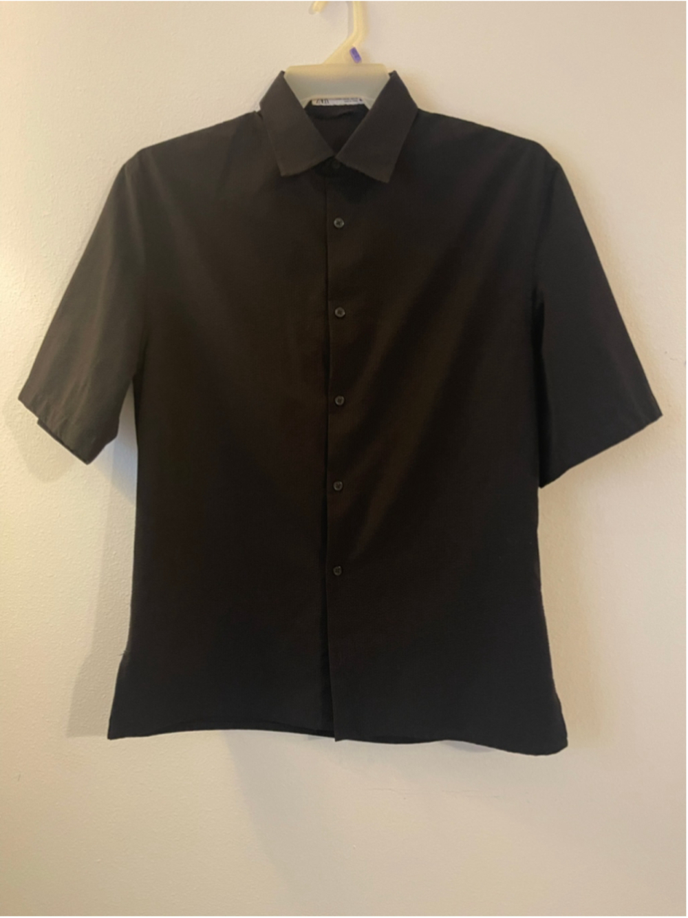 Women's Zara Black Short Sleeve Button Down Shirt Size M